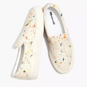 MADEWELL Sidewalk Slip-On Sneakers in Paint Spattered Recycled Canvas size 8.5